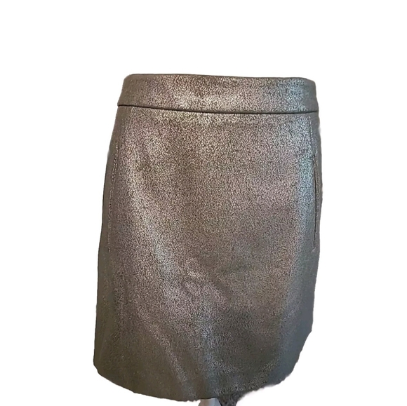 GAP Silver Metallic Wool Blend Mini Skirt Sz 14 NWT - Picture 3 of 8